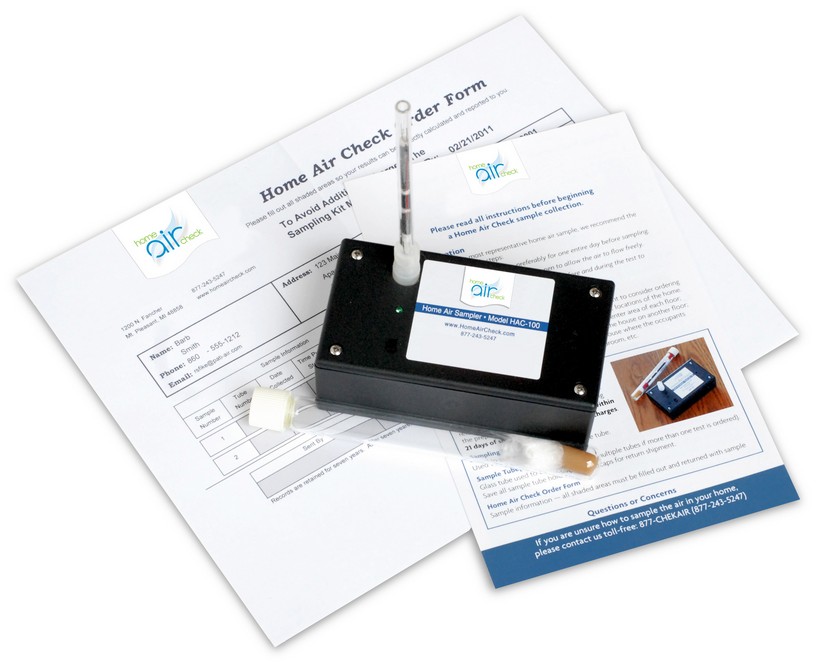 Image of Home Air Check test kit and documentation
