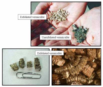Images of 2 forms of Vermiculite insulation.