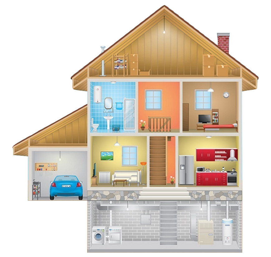 Healthy home cross-section diagram of rooms