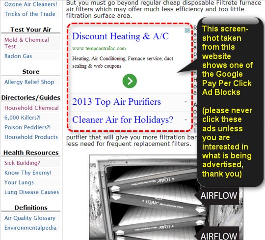 Image of pay per click ad on Home Air Purifier Expert.com